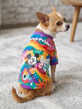 Disney Rainbow Pride Mickey Dog Jersey- Purple Trim NWT